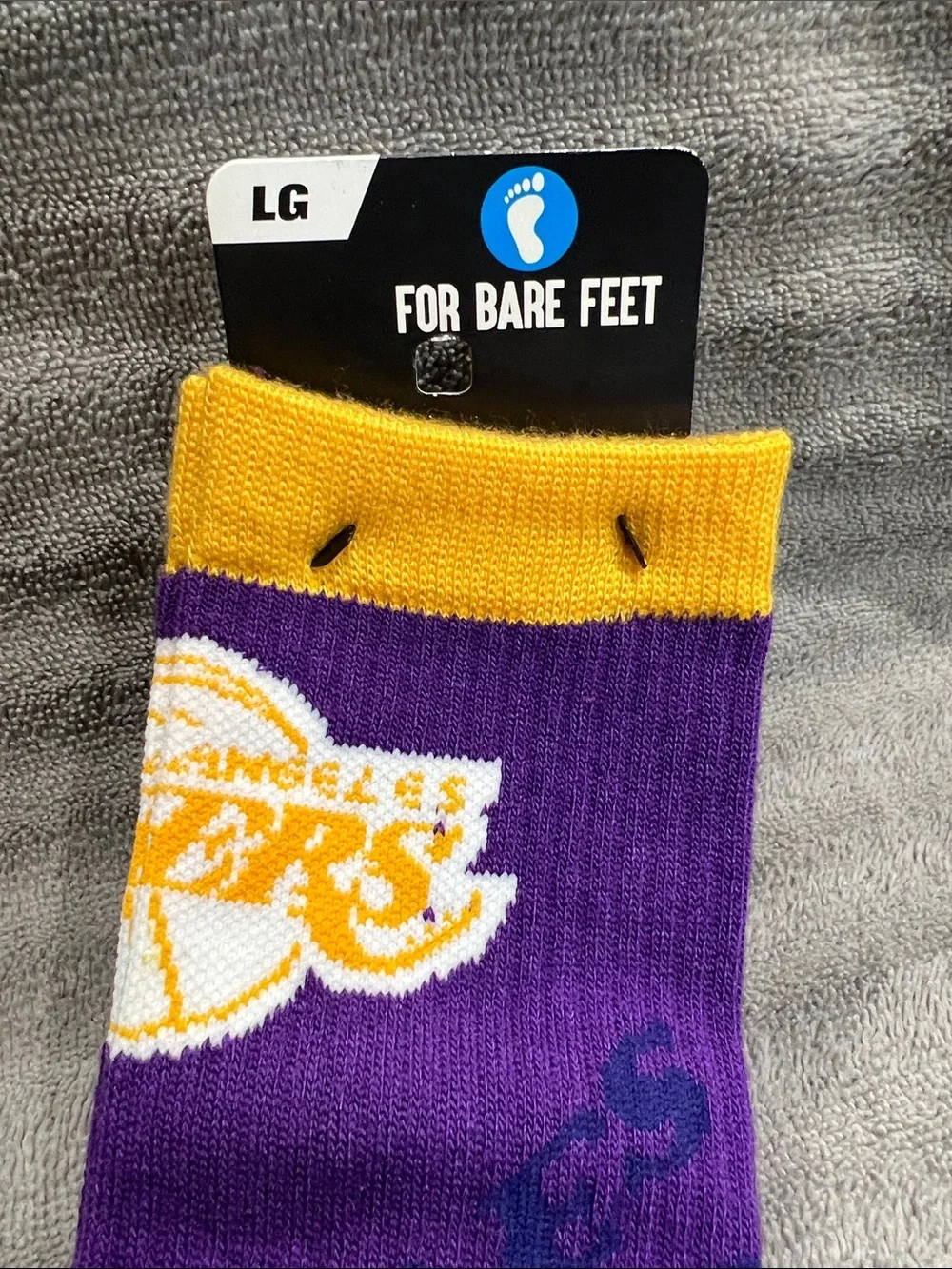 For Bare Feet Purple and Gold Los Angeles Crew Socks